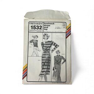 Stretch & Sew Boatneck Dress & Top Sewing Pattern 1532 Design by Ann Person 1980